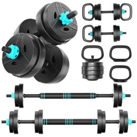 Adjustable Weights Dumbbells Set, Free Weight Set, 33LB/44LB/66LB/88LB Free Weights, 4 in 1 Weight Set, Dumbbell, Barbell, Kettlebell, Push-up, Home Weight Set for Men Women